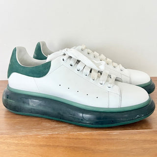 Alexander McQueen Leather Low Top Oversized Sneaker White/Green Men's 43 D / 10