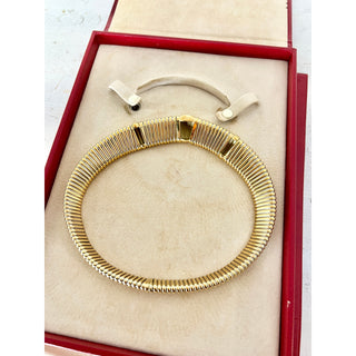 Vintage 1980s Cartier 18K Gold and Steel Omega Chain Tubogas Collar Necklace