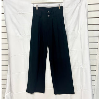 Nonchalant Label Page High Rise Pleated Wide Leg Trouser Pants Black Women's XS