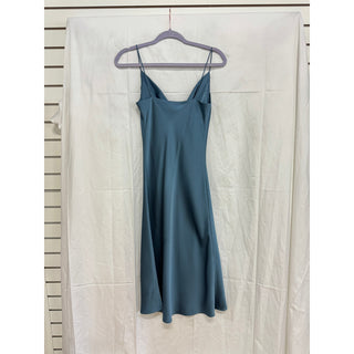 NWT Commense Satin Sleeveless Cowl Neck Cami Slip Mini Dress Dusty Blue Women S