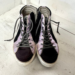 Golden Goose x Slide Suede High Top Skateboard Sneakers Black/Purple Womens 39