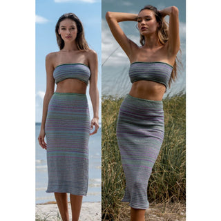 NWT Karelle Levy Selma Tube Crop & Pali Midi Skirt / Dress Set Multi Women's S