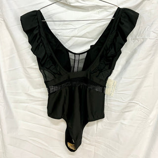 NWT Blue Serenity Boutique Sexy Mesh & Ruffle One Piece Black Women's Size S