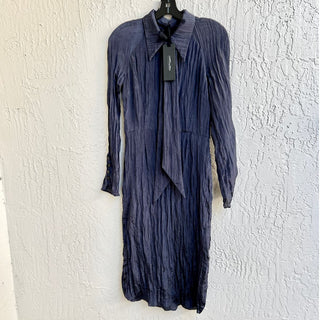 NWT Karolina Zmarlak KZ_K Brise Sleeve Crinkle Shirt Midi Dress Blue Women's XS