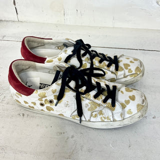 Golden Goose Superstar Glitter Hearts Lace-Up Skateboard Sneaker White 39 / 8.5