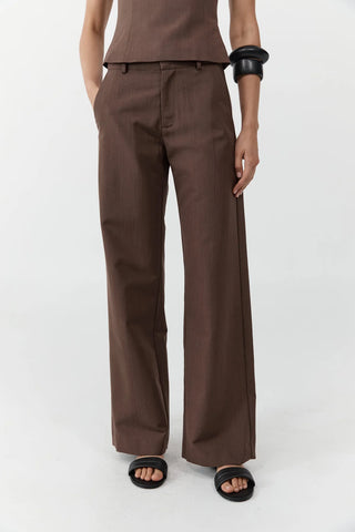 NWT St. Agni Silk Canvas Cami & Carter Trousers Pants Set Mud Top M / Bottom S