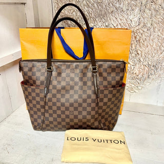 Louis Vuitton Damier Ebene Canvas Totally MM Shoulder Tote Bag Brown