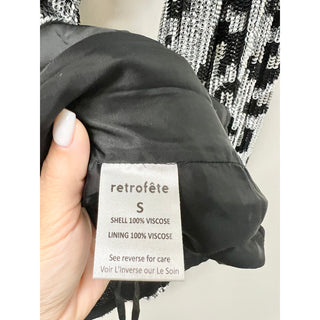 Retrofete Gabrielle Long Sleeve Sequined Wrap Dress silver /Black Women's Size S