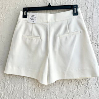 NWT Zara High Rise Pull On Bermuda Shorts White Women's Size XS