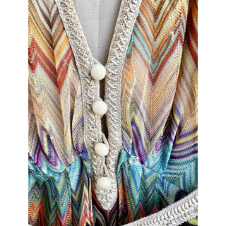 Missoni Sleeveless Woven Chevron V Neck Maxi Dress Multicolor Women's Medium