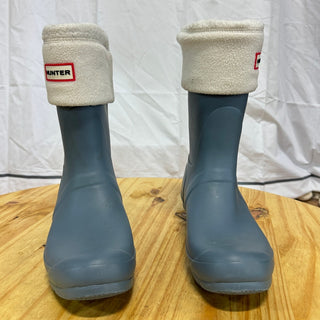 Hunter Rubber Waterproof Short Boot with Socks Liner Blue/White Women's Size 10