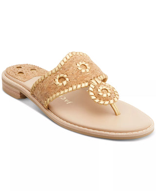 NWOT Jack Rogers Cork and Leather Slip On Thong Sandals Beige Womens US 9.5