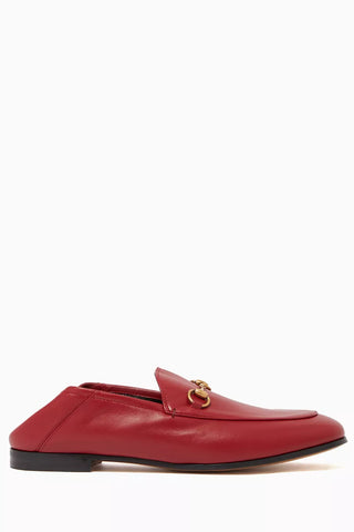 Gucci Brixton Horsebit Leather Slip On Almond Toe Loafer Flat Burgundy EU 41.5