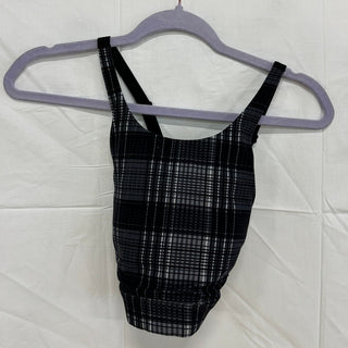 NWT Stori Endurance Plaid Print Padded Sports Bra Black/White/Gray Women's US 2