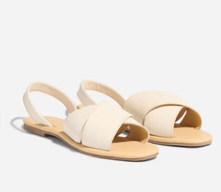 Nisolo All-Day Crossover Strap Leather Slip On Sandal Bone White Women's Size 10