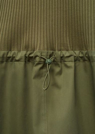 NWT Mango Combined Parachute Morrone Knit Mini Dress Olive Green Wome's Size XS