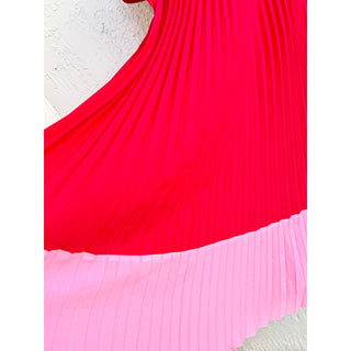 Aidan Mattox Strapless Pleated Tea Midi Dress Red Pink Women's Size US 10