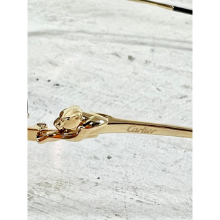 NWT Panthère de Cartier Rimless Gold Metal Gradient Brown Lens Cat Eye Sunglass