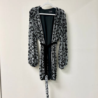 Retrofete Gabrielle Long Sleeve Sequined Wrap Dress silver /Black Women's Size S