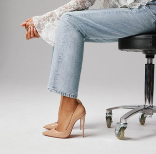 Christian Louboutin So Kate Patent Pointed High Heel Pumps Blush Beige Women's 39.5