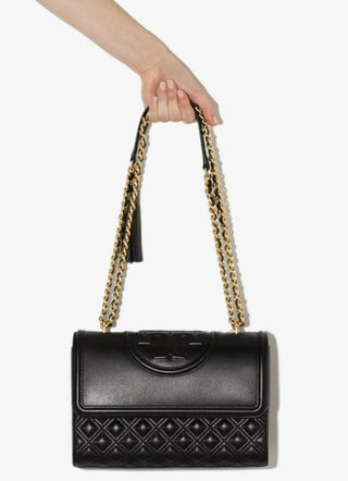 Tory Burch Small Fleming Leather Convertible Shoulder Bag Black Women's