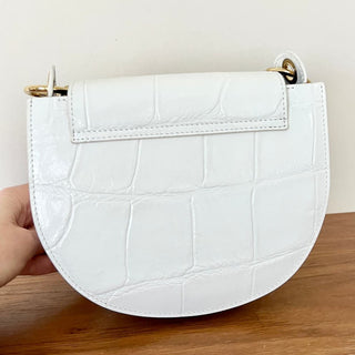 Elie Tahari Embossed Genuine Leather Crossbody Top Handle Bag White Women's