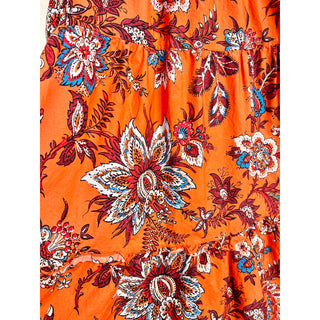 Rhode x Target Leafy Floral Print Tiered Midi Dress Orange Women's Size Large