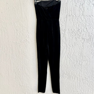 About Us Strapless Xandra Velvet Slim Fit Skinny Jumpsuit Black Women's Size XXS