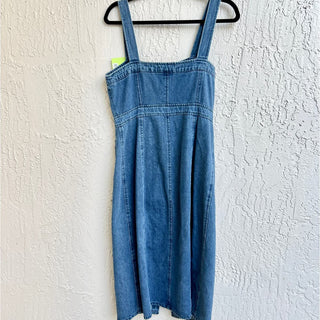 BB Dakota Sleeveless 100% Cotton Jumper Mini Dress Dark Denim Blue Womens Size 8