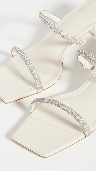 NWOT Cult Gaia Nami Leather and Crystal Embellished Slide Sandals White EU 40
