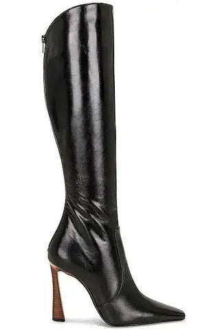 NWT Saint Laurent Tom Leather Knee High Stilettos Heel Boots Black Womens EU 37
