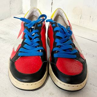 Bonpoint x Golden Goose Leather Skateboard Sneakers Red/Black/Blue Size 36 / 6