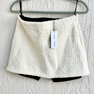 NWT $1.290 Proenza Schouler Stretch Bouclé-Knit Mini Skort White/Black Size US 2