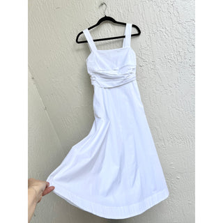 $495 Veronica Beard Positano Sleeveless Poplin Midi Sundress White Women's 00