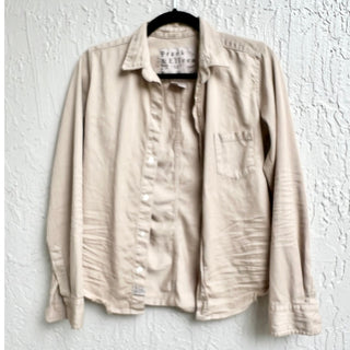 Frank & Eileen Barry Long Sleeve Tailored Denim Button Up Shirt Beige Women's XS