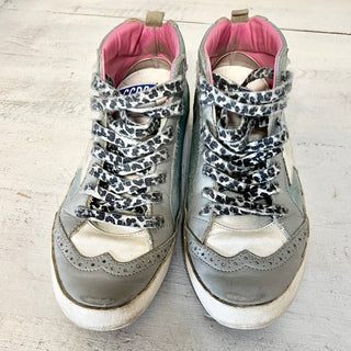 Golden Goose Mid Star Canvas/Leather Lace Up Sneakers Light Blue Women's 38 / 8