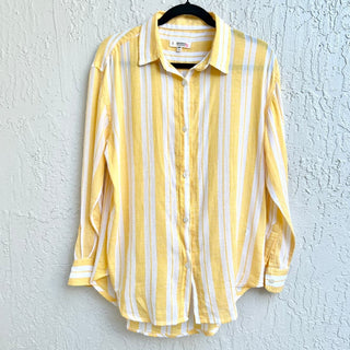 Lemlem By Liya Kebede Long Sleeve Striped Button Down Shirt Yellow Womens Medium