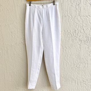 NWOT Jenny Polanco High Rise 100% Linen Tapered Leg Pants White Women Small