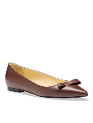 Sarah Flint Natalie Leather Pointed Toe Flats Espresso Polished Calf Womens 38.5