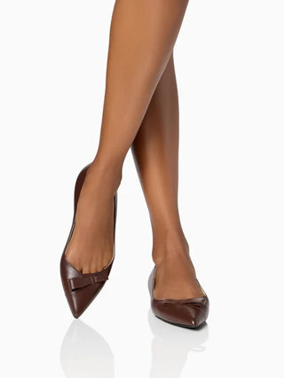 Sarah Flint Natalie Leather Pointed Toe Flats Espresso Polished Calf Womens 38.5