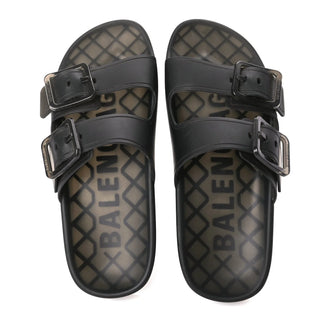Balenciaga Technical Polyurethane Mallorca Buckle Slide Sandals Black EU 36