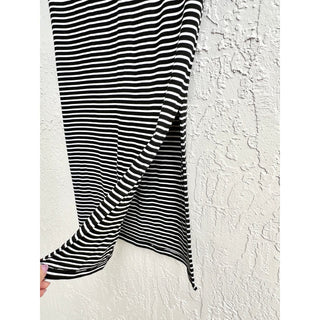 ATM Anthony Thomas Melillo Striped Pull On Midi Slit Skirt White Black Women S