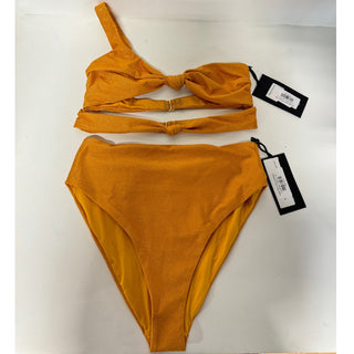 NWT The Garzetta Roca Double Knot Top & High Waisted Bikini Set Yellow Women's M