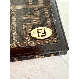 Fendi Zucca Canvas and Leather Bi-Fold Continental Wallet Dark Brown/Tobacco