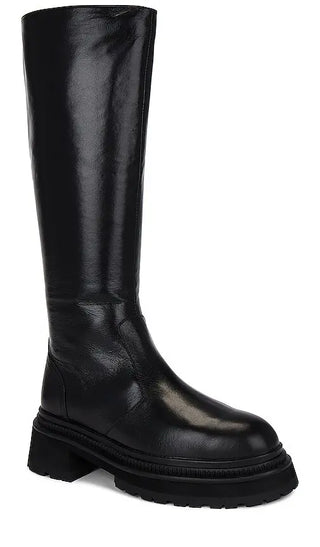 Tony Bianco Hitch Leather Pull On Chunky Heel Knee High Boots Black Venice 8