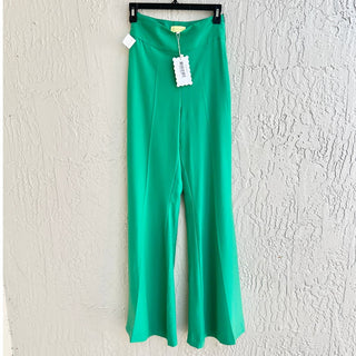 NWT Lady Pipa High Rise Pull On Wide Niza Leg Pants Green Women's Size XS