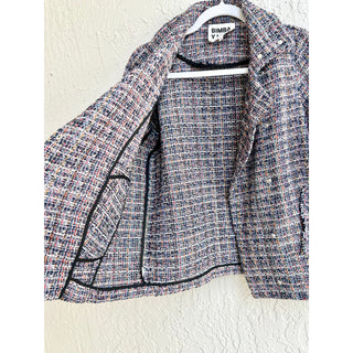 Bimba Y Lola Long Sleeve Tweed Asymmetrical Button Coat Jacket Multi Women's M