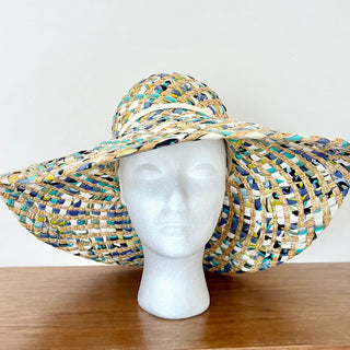 Emilio Pucci 100% Cotton Woven Straw Boater Summer Hat Multicolor Women's