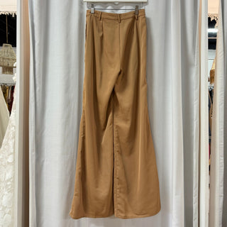 Pretty Lavish Jamie Crop Tie Knot Blouse & Wide Leg Trouser Pants Set Tan US 4