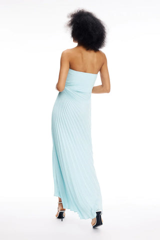 alc light blue pleated dress Moira Satin Pleated Maxi Dress